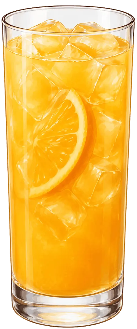 Bocci Ball orange cocktail, garnished with Orange Wedge
