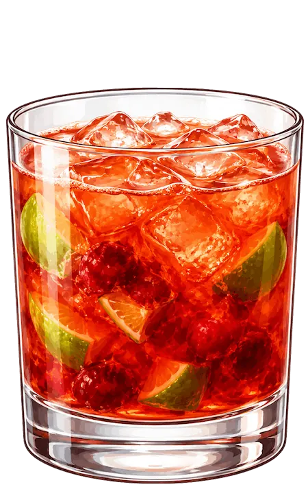 Cherry Caipirinha dark red cocktail