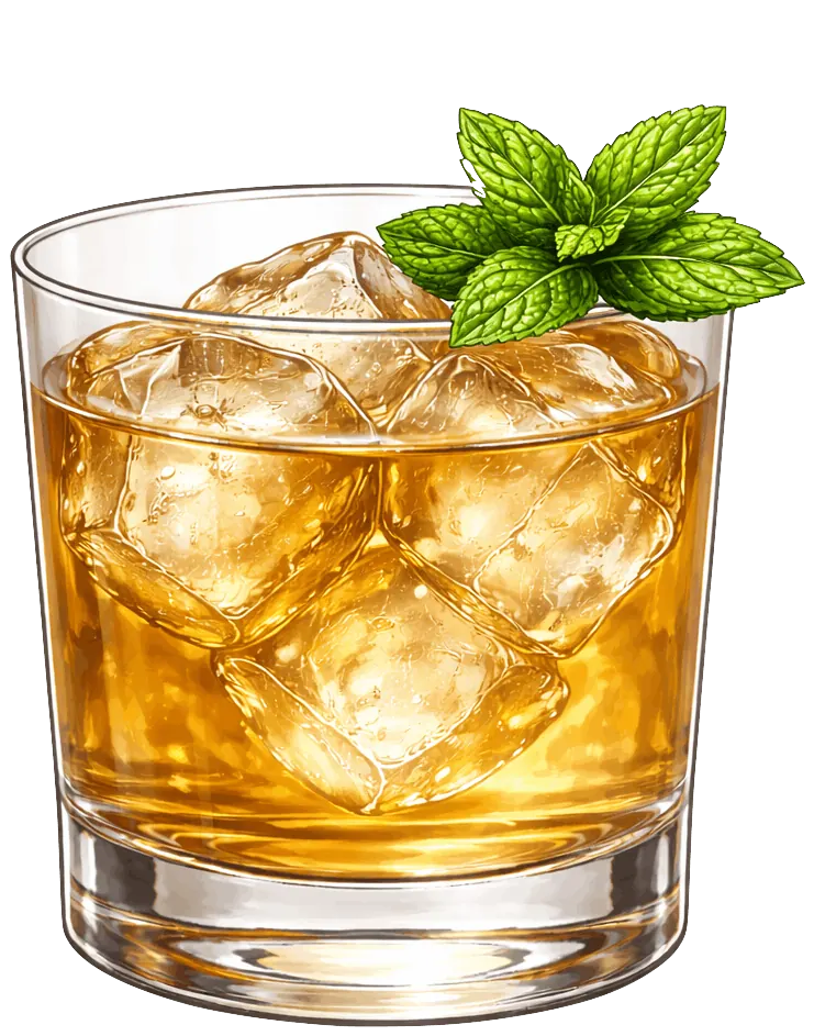 Jet Set light green cocktail, garnished with Mint