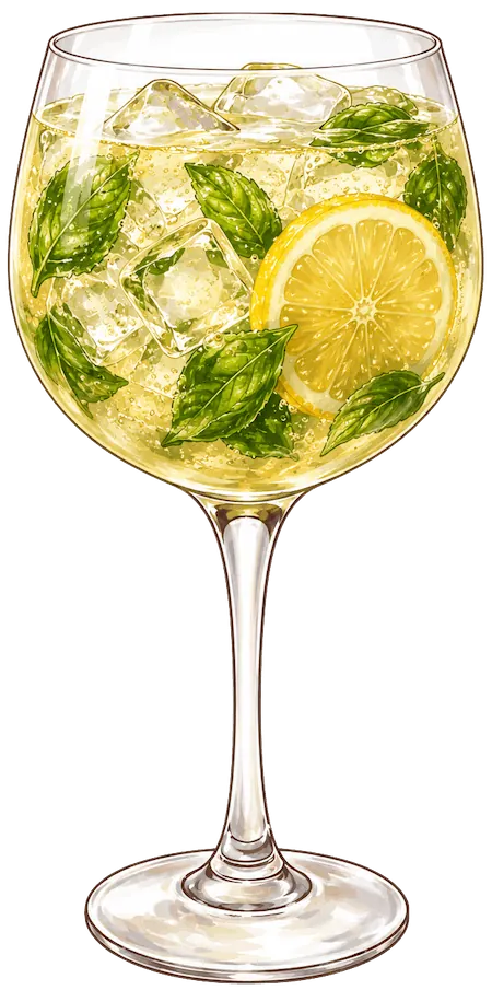 Lemon Basil Spritz light yellow cocktail