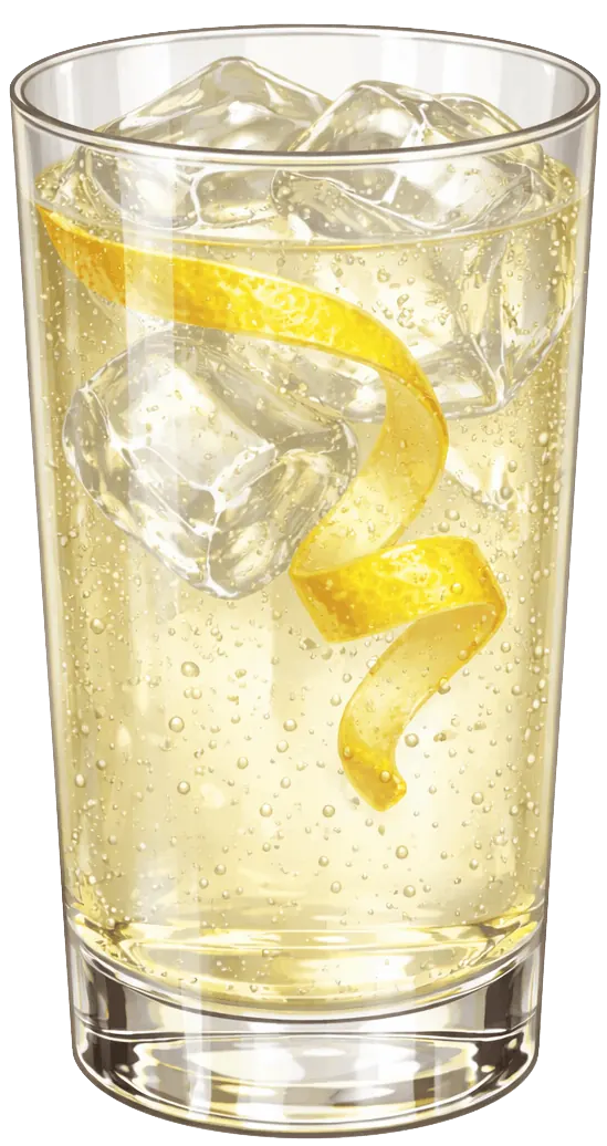 St-Germain Cocktail light yellow cocktail, garnished with Lemon Twist